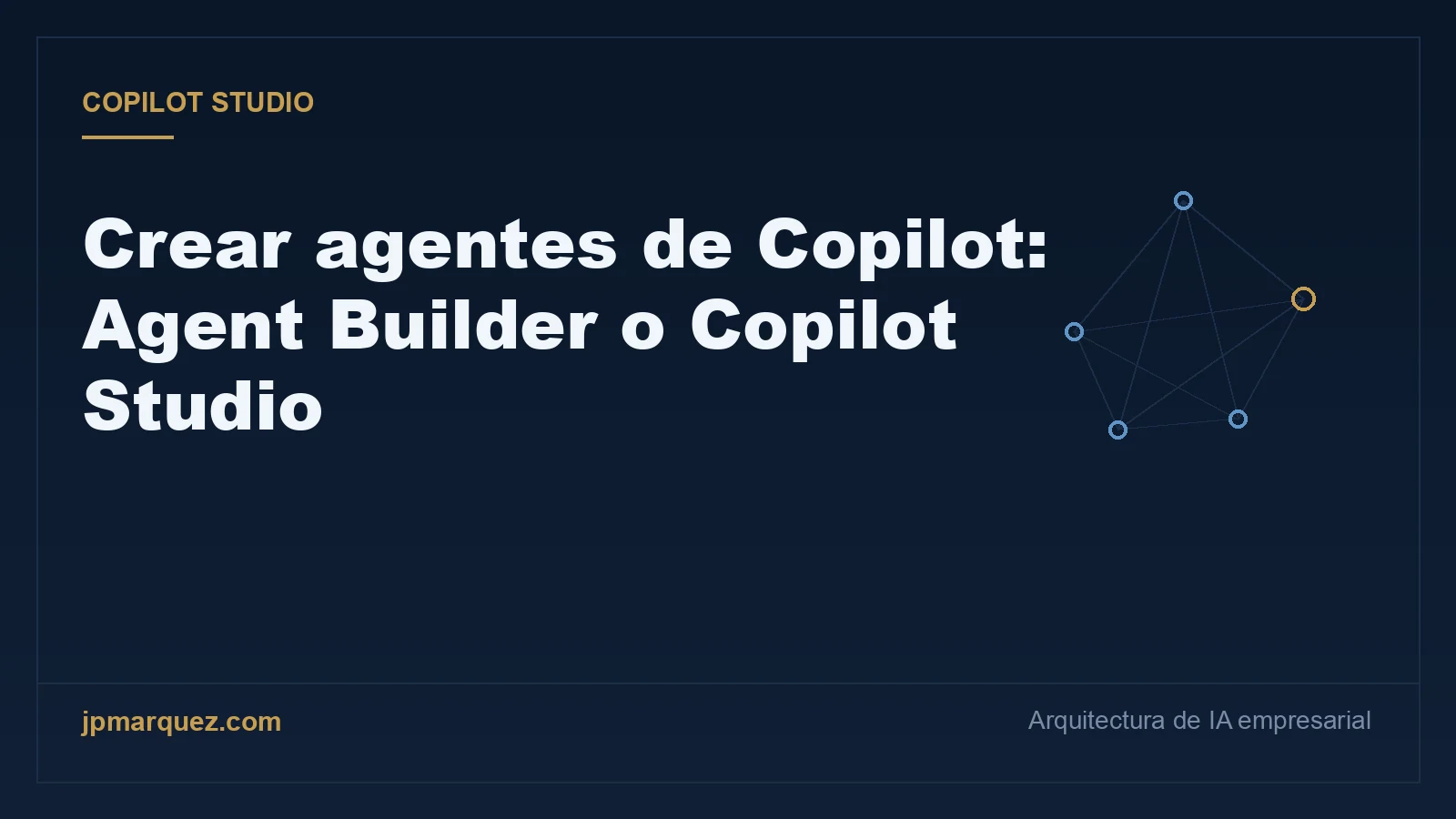 Portada editorial: crear agentes de Copilot con Agent Builder o Copilot Studio
