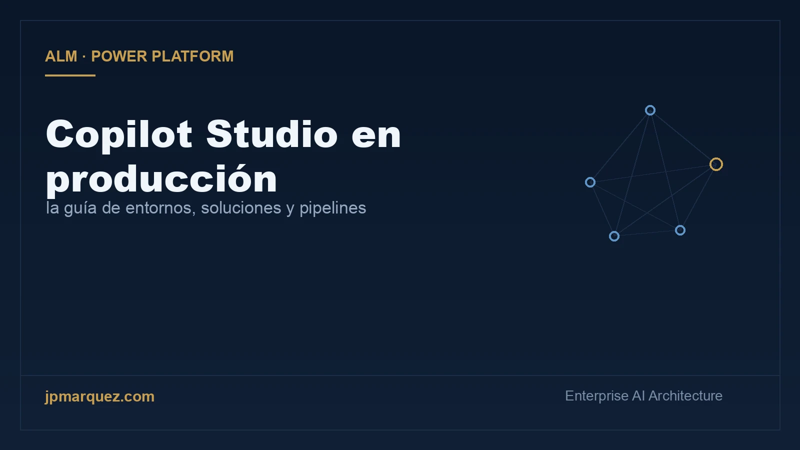 Portada editorial: Copilot Studio en producción, la guía de entornos, soluciones y pipelines